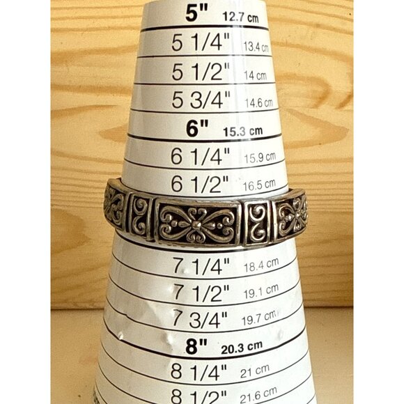 Leather & Metal Bracelet With Ornate Silver Design - Picture 3 of 3